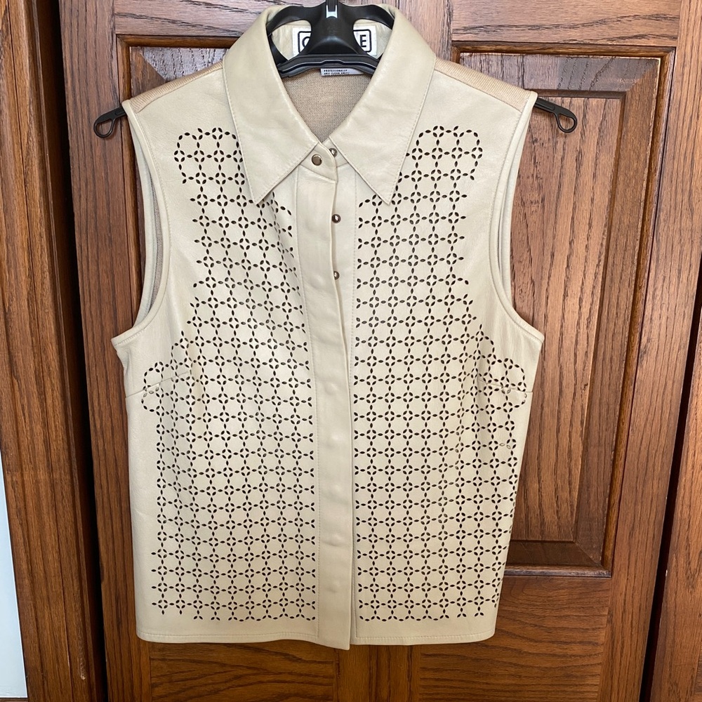 Vintage 1990s Carlisle Laser Cut Leather Blouse